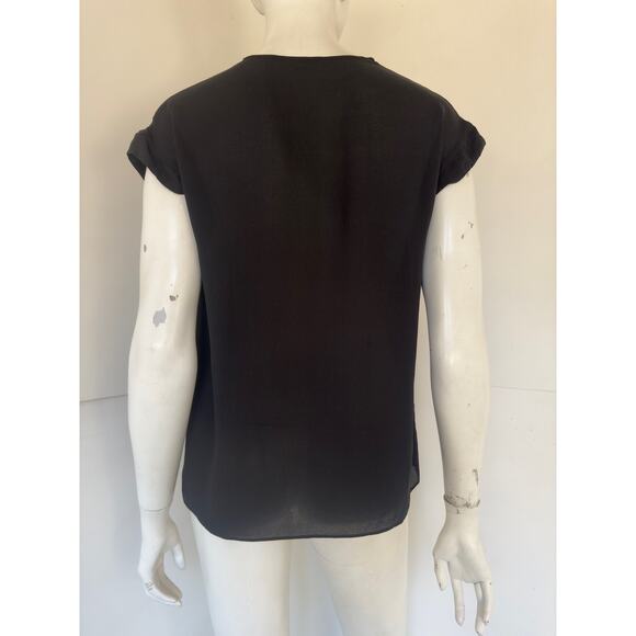 A.L.C. TWIST-FRONT JAZZY BLACK SILK TOP sz 0/XS - Picture 5 of 6